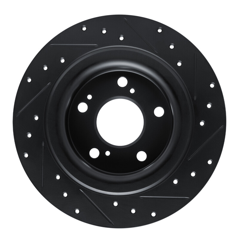 Acura Integra Brake Rotor (1) - Rear Left - R1 Concepts - Drilled & Slotted - Black - `17-`25